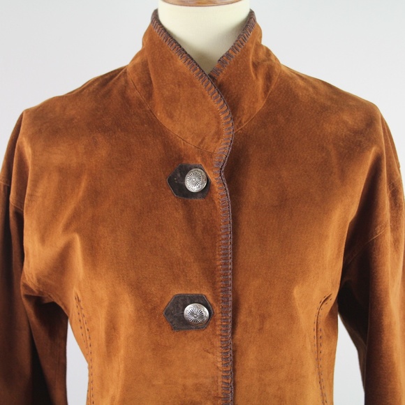 Tasha Polizzi For T.P. Saddleblanket & Co. Copper Suede Leather Jacket M - Picture 3 of 8
